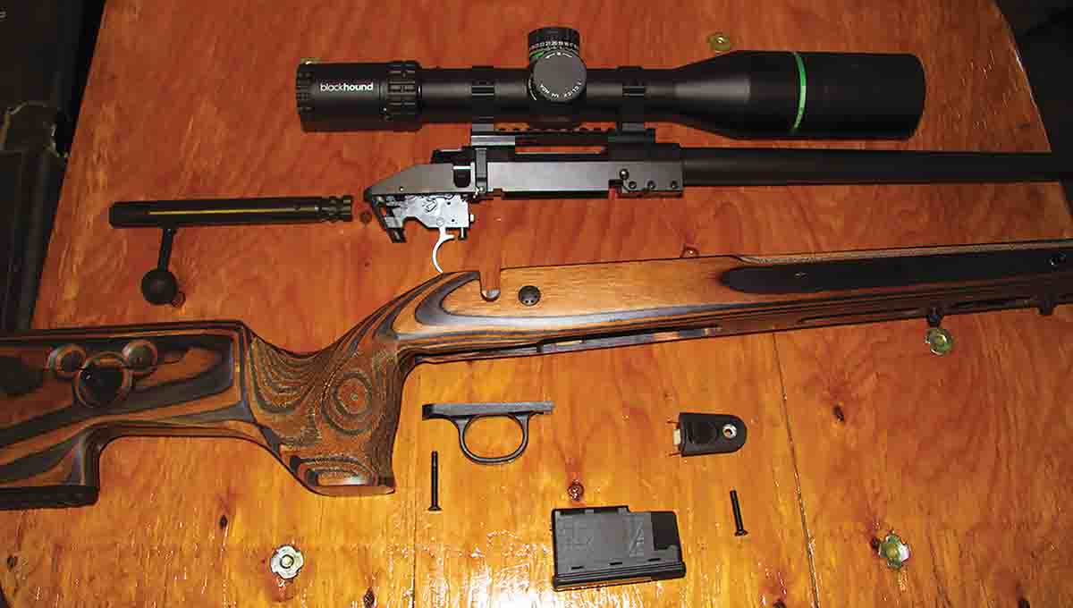 The CZ 600 Series flat-bottomed, flat-sided action really becomes apparent when the rifle is disassembled, as well as the reverse, dual recoil-lug system.